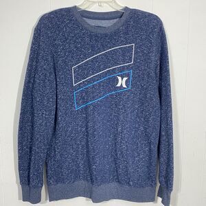 HURLEY Blue Gray SPACE Dye XL Pullover Crewneck Sweatshirt COZY Flawed